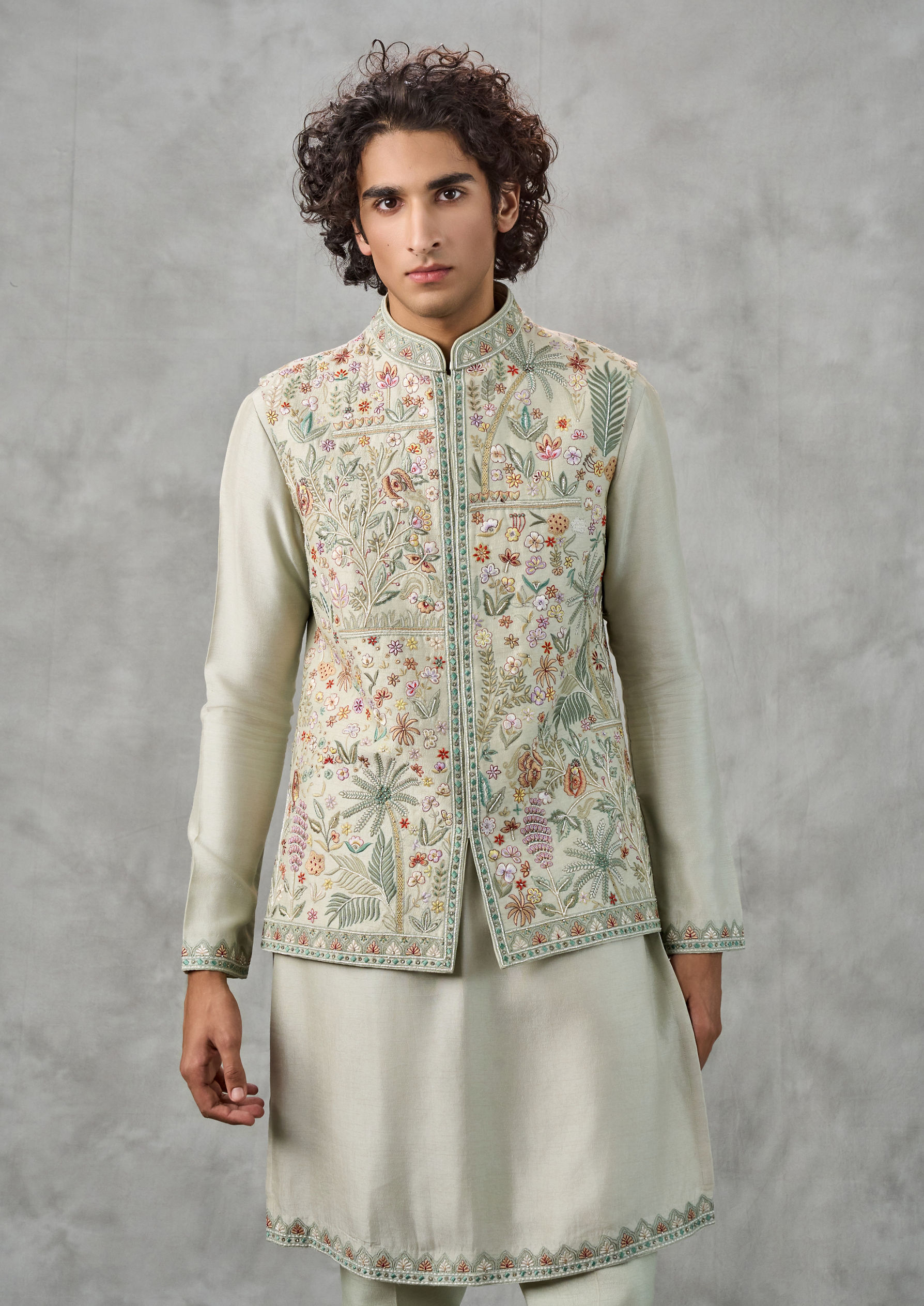 Twamev Men Emerald Elegance Kurta Jacket Set