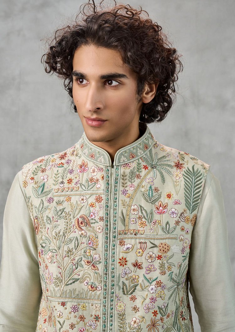 Twamev Men Emerald Elegance Kurta Jacket Set