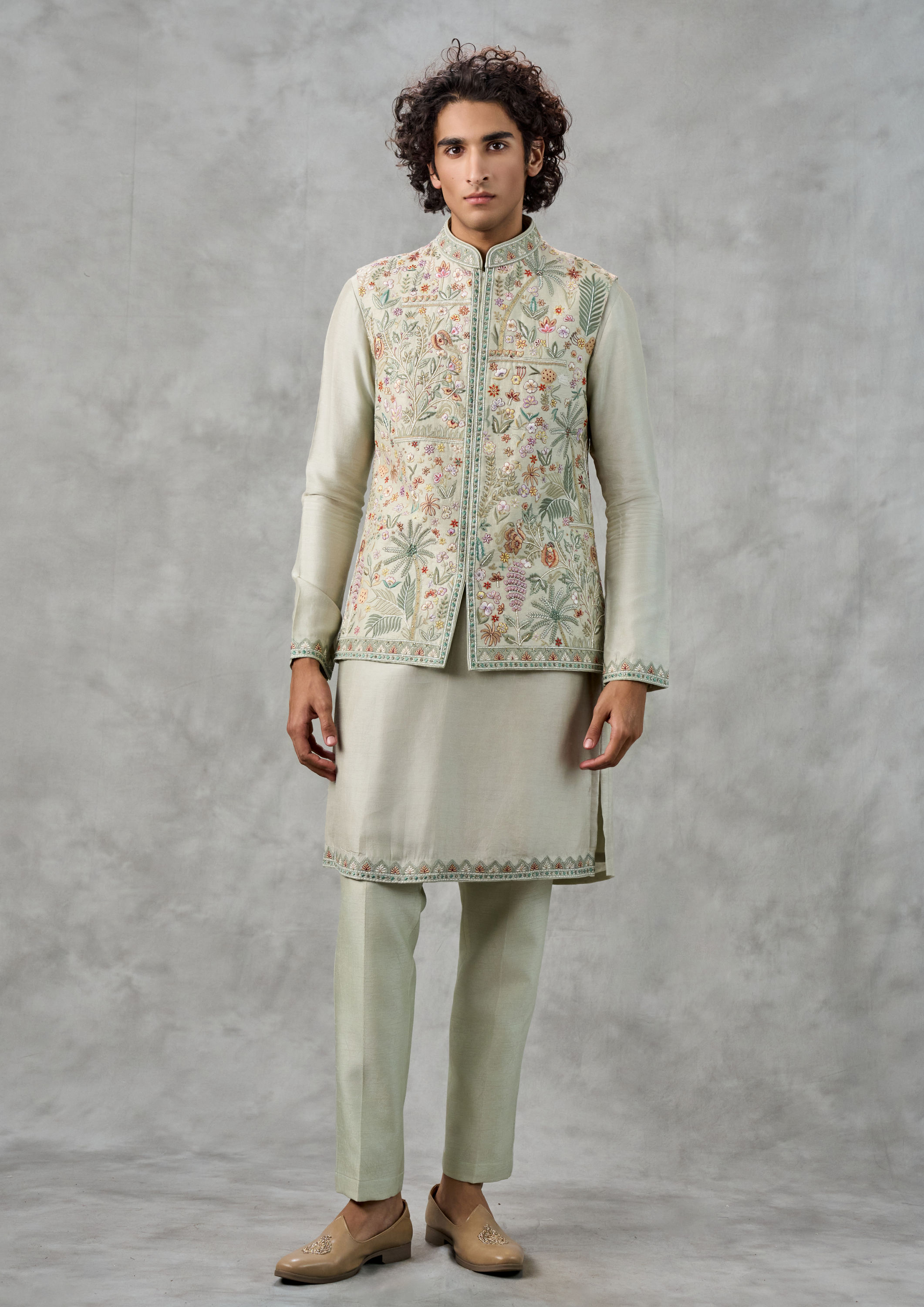 Twamev Men Emerald Elegance Kurta Jacket Set