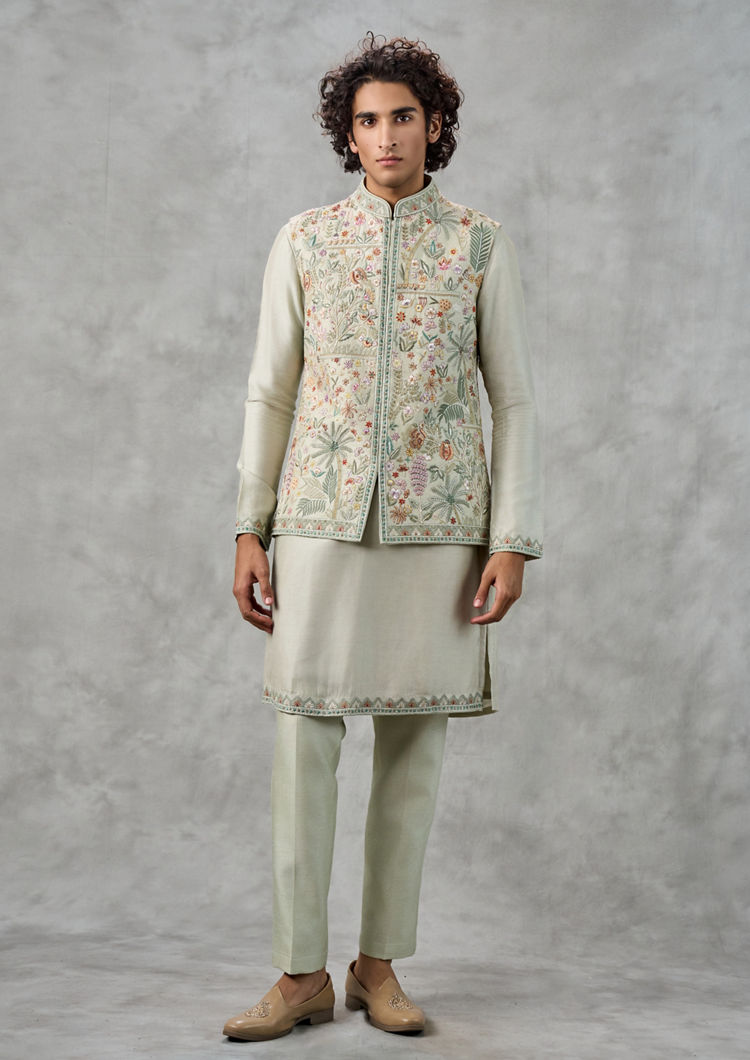 Twamev Men Emerald Elegance Kurta Jacket Set