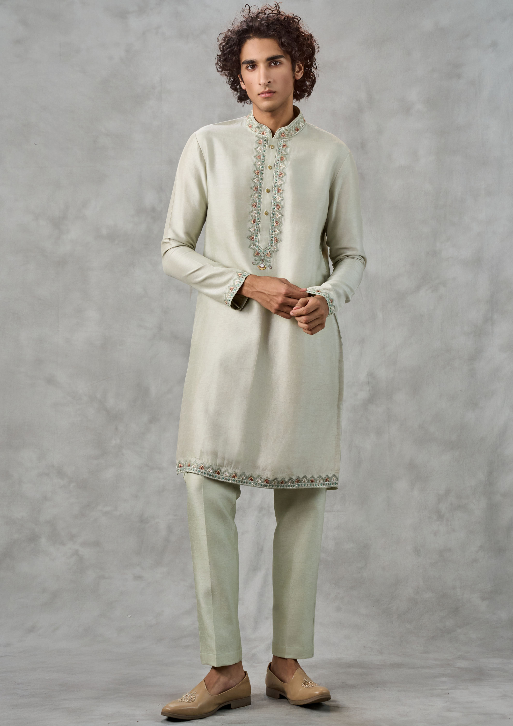 Twamev Men Emerald Elegance Kurta Jacket Set