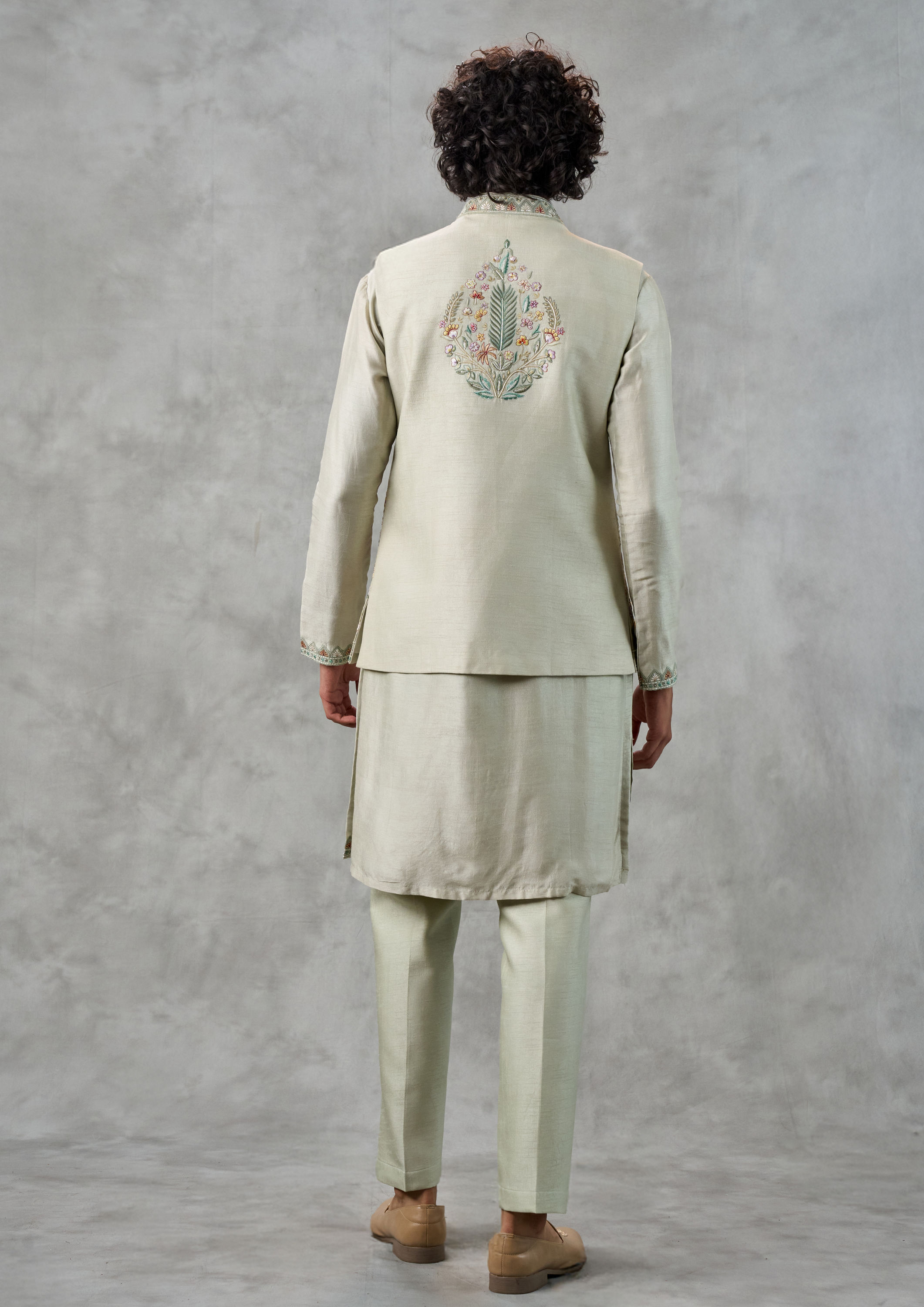 Twamev Men Emerald Elegance Kurta Jacket Set