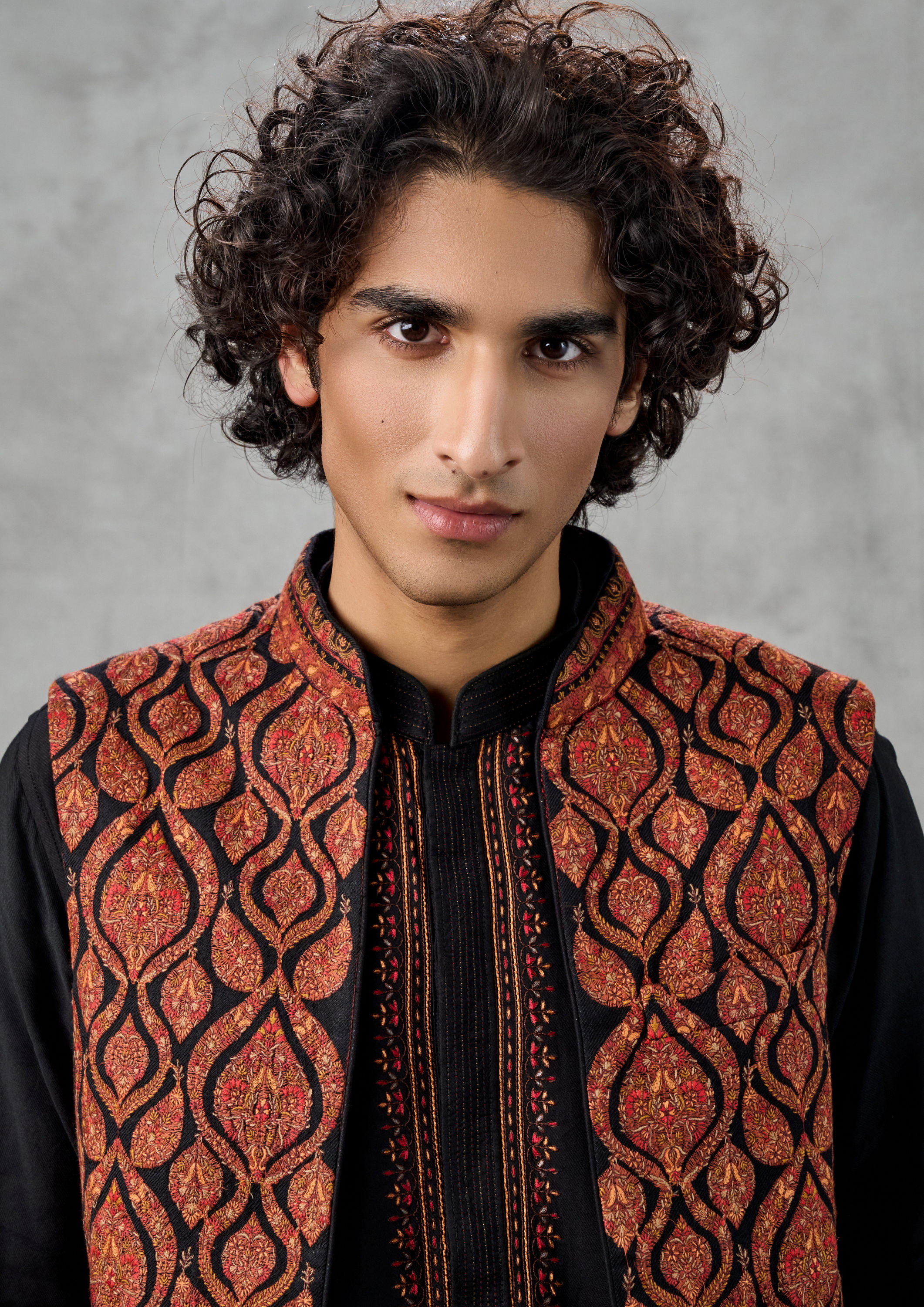 Twamev Men Black Elegance Kurta Jacket Set