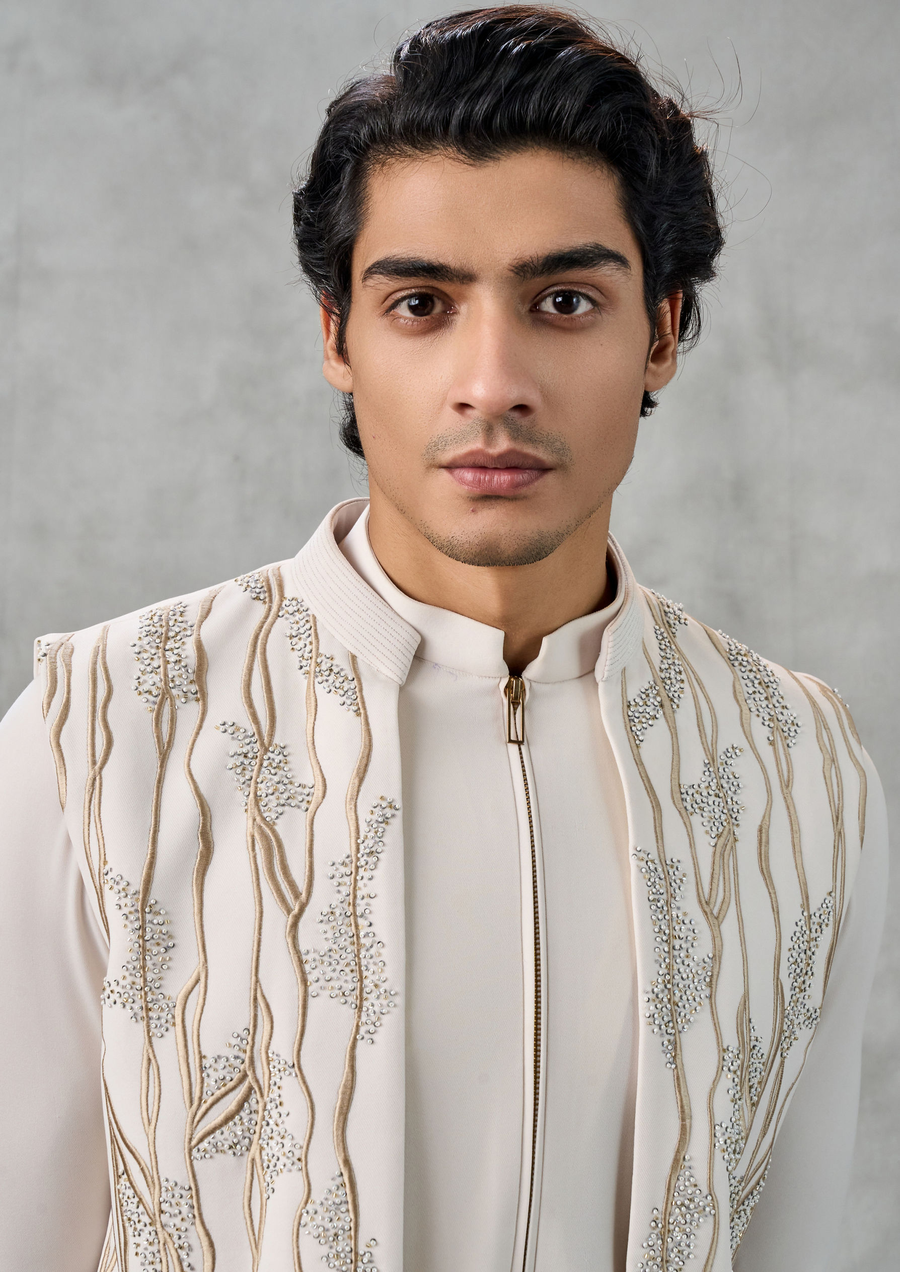 Twamev Men Royal Cream Kurta Jacket Set