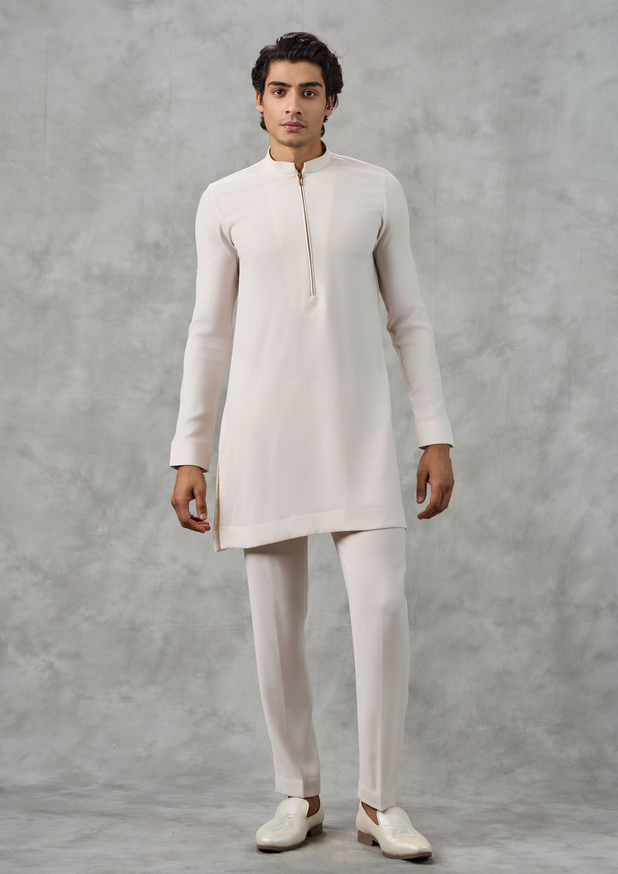 Twamev Men Royal Cream Kurta Jacket Set