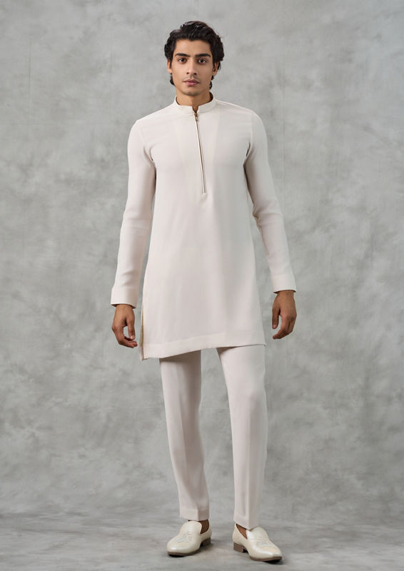Twamev Men Royal Cream Kurta Jacket Set