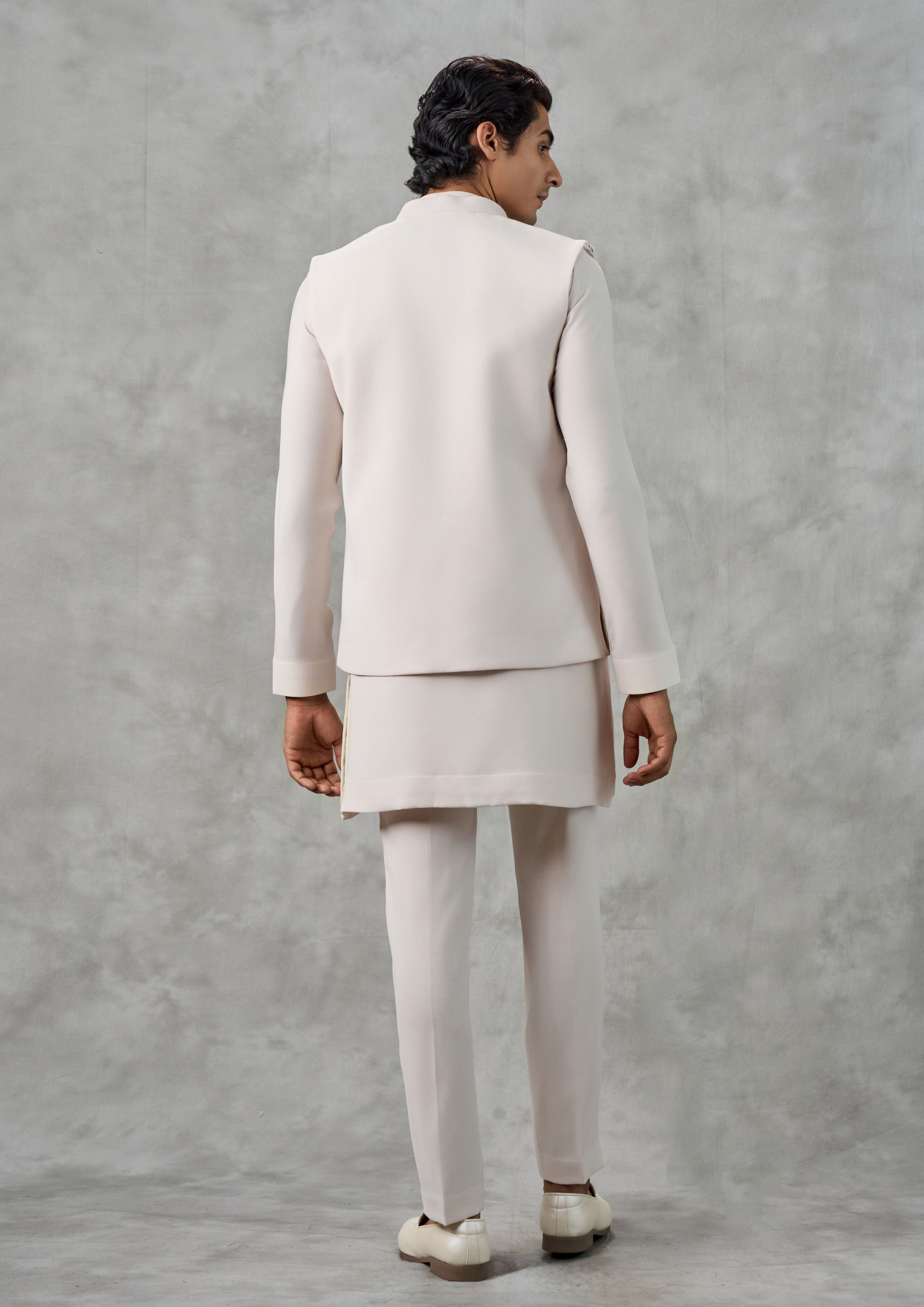 Twamev Men Royal Cream Kurta Jacket Set