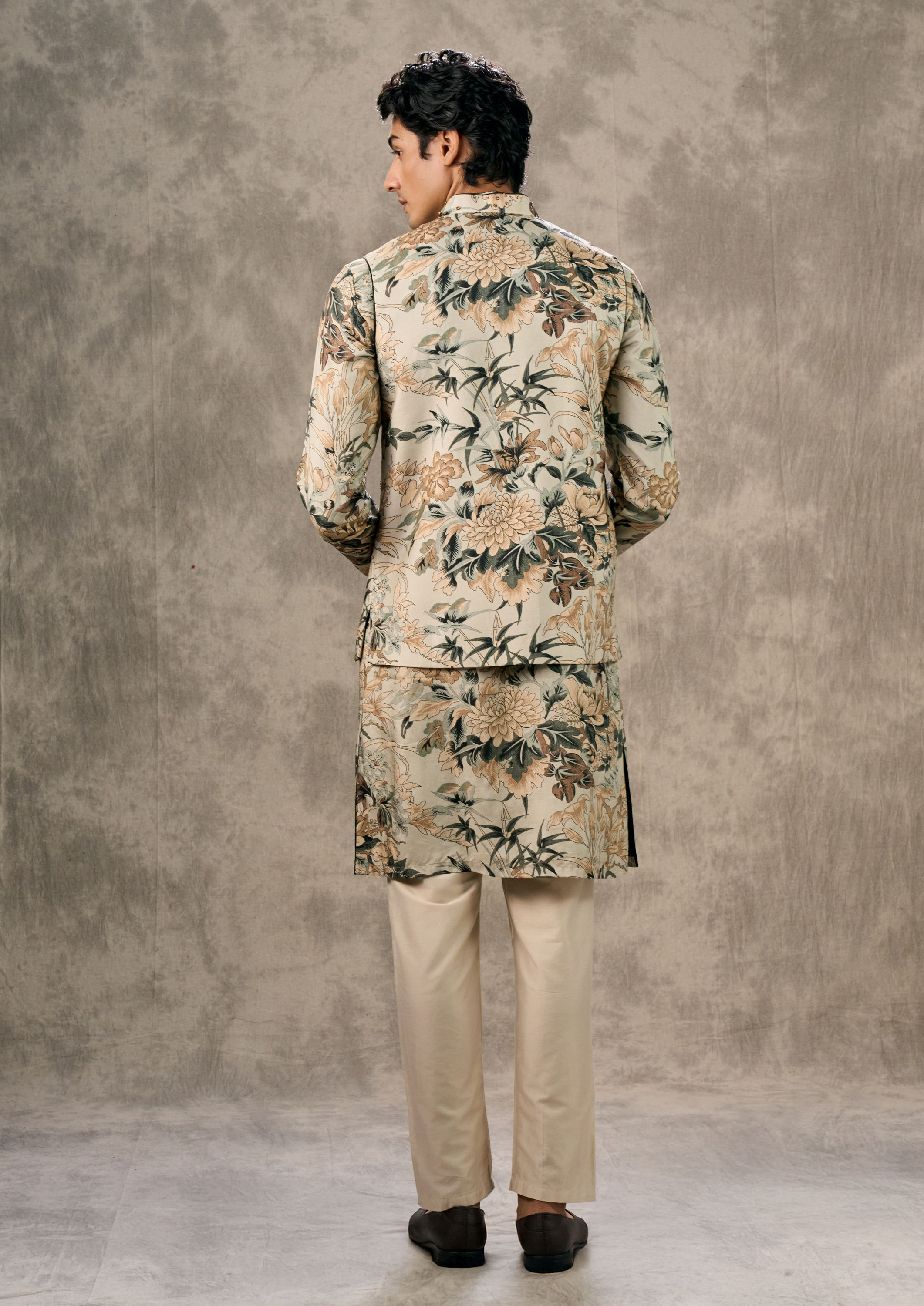 Twamev Men Pista Green Elegance Kurta Jacket Set