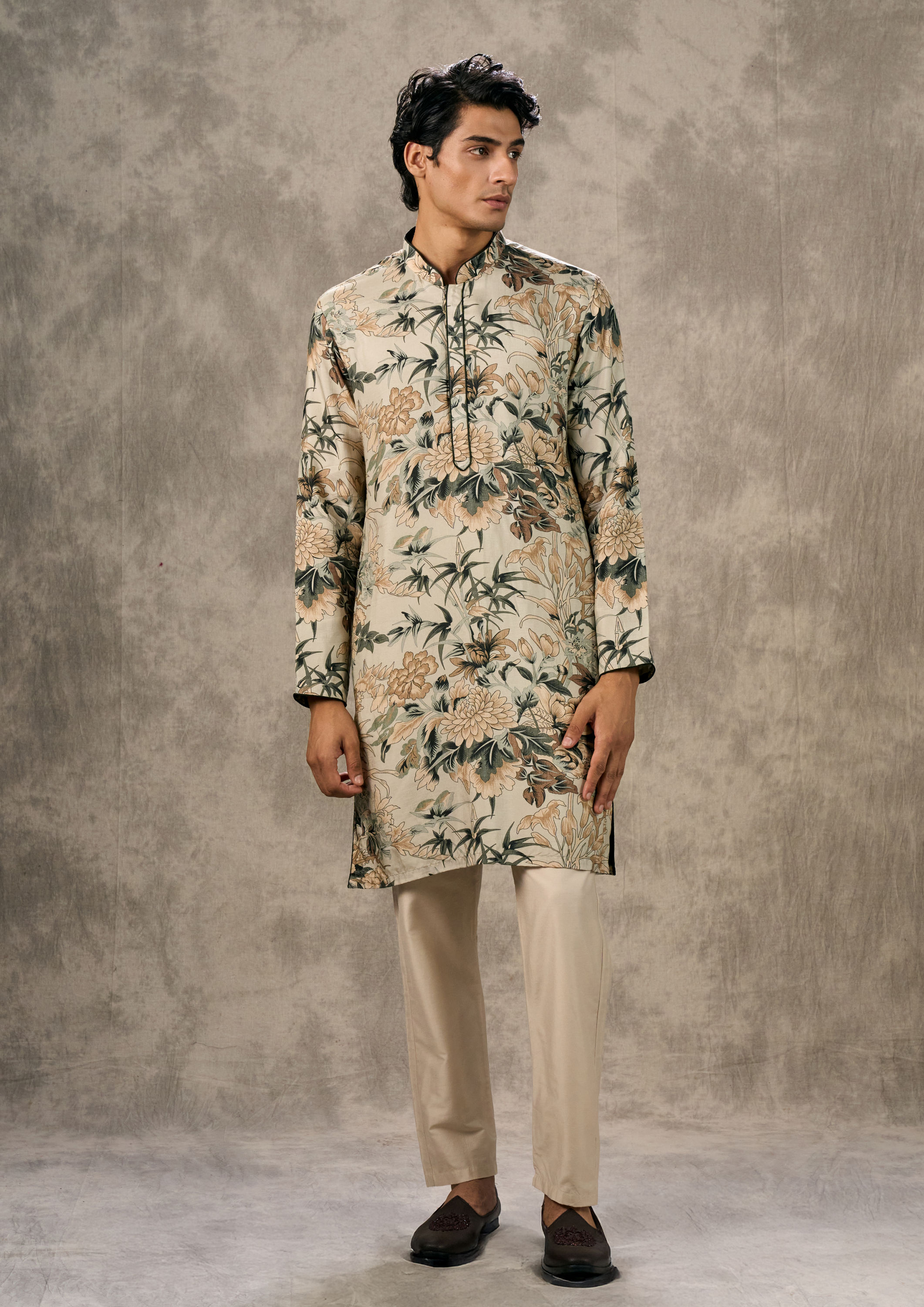 Twamev Men Pista Green Elegance Kurta Jacket Set