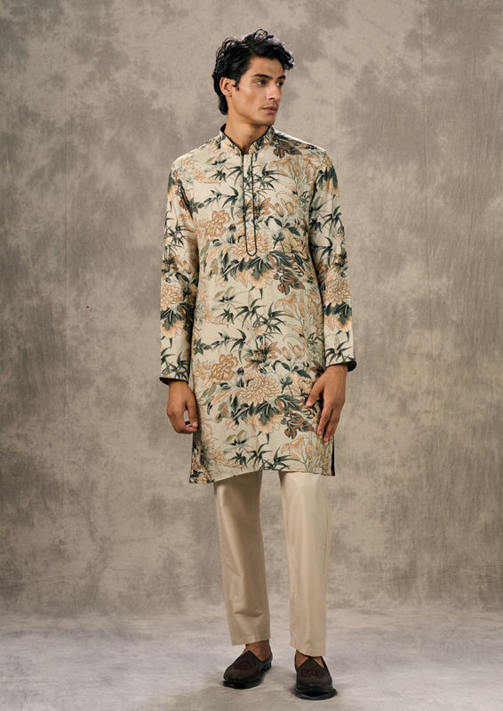 Twamev Men Pista Green Elegance Kurta Jacket Set