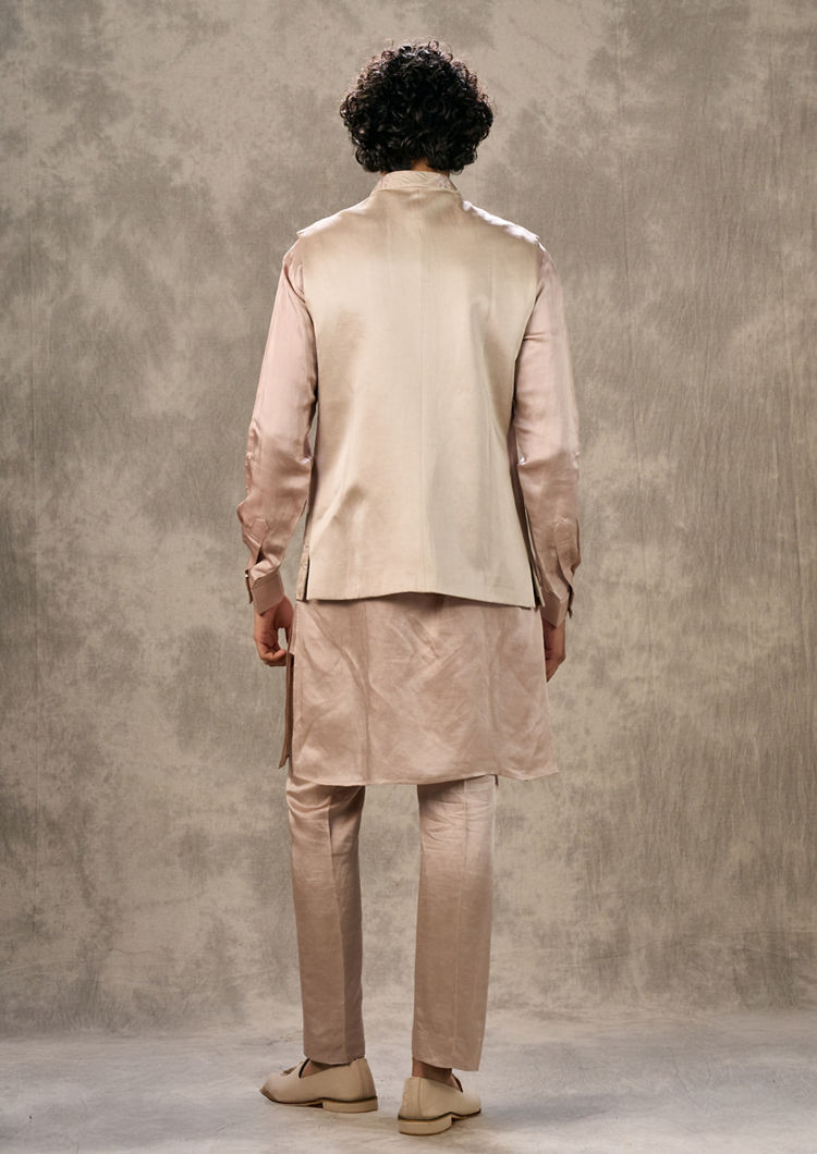 Twamev Men Sculptured Elegance Kurta Jacket Set