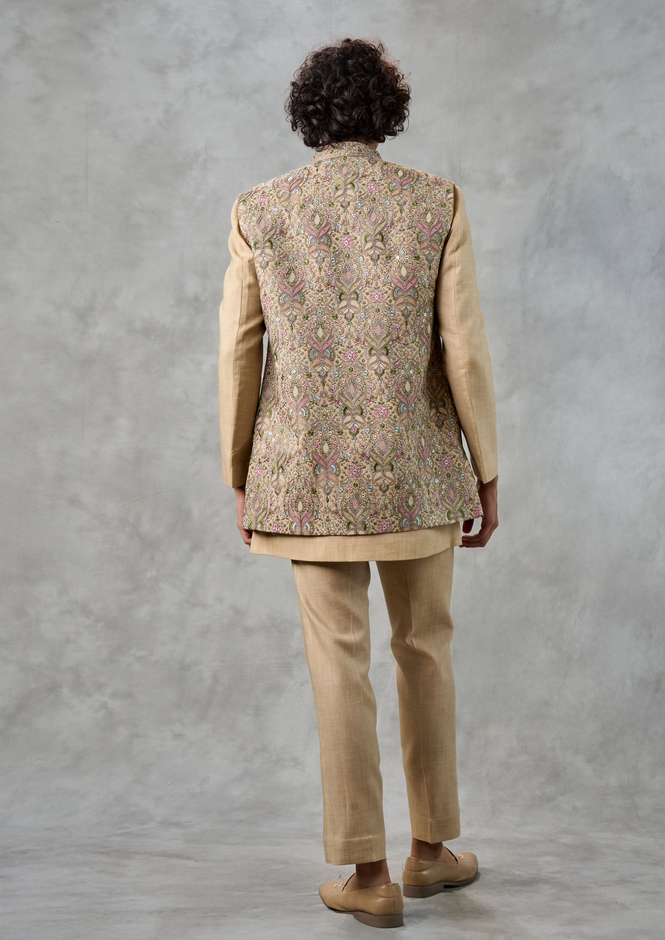 Twamev Men Regal Cream Kurta Jacket Ensemble