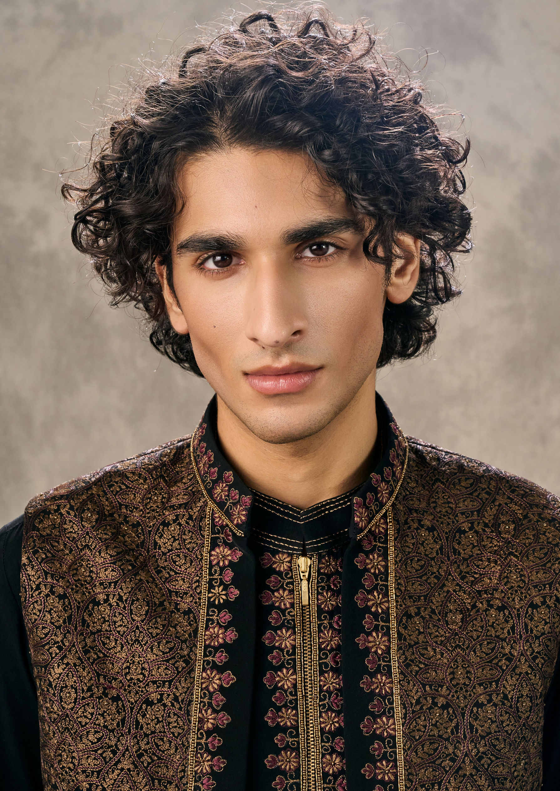 Twamev Men Black Enigmatic Ensemble Kurta Jacket Set