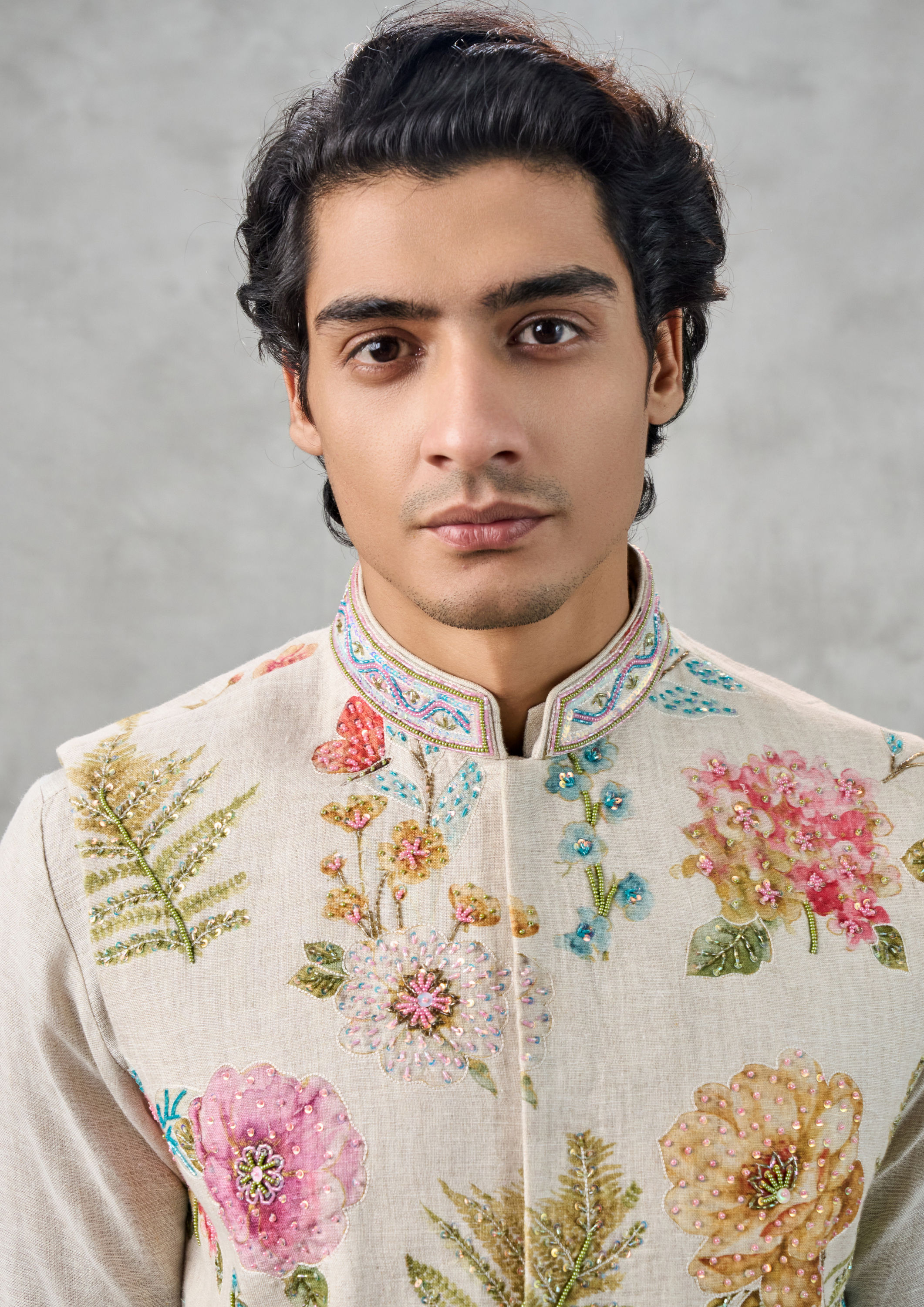 Twamev Men Beige Elegance Kurta Jacket Set