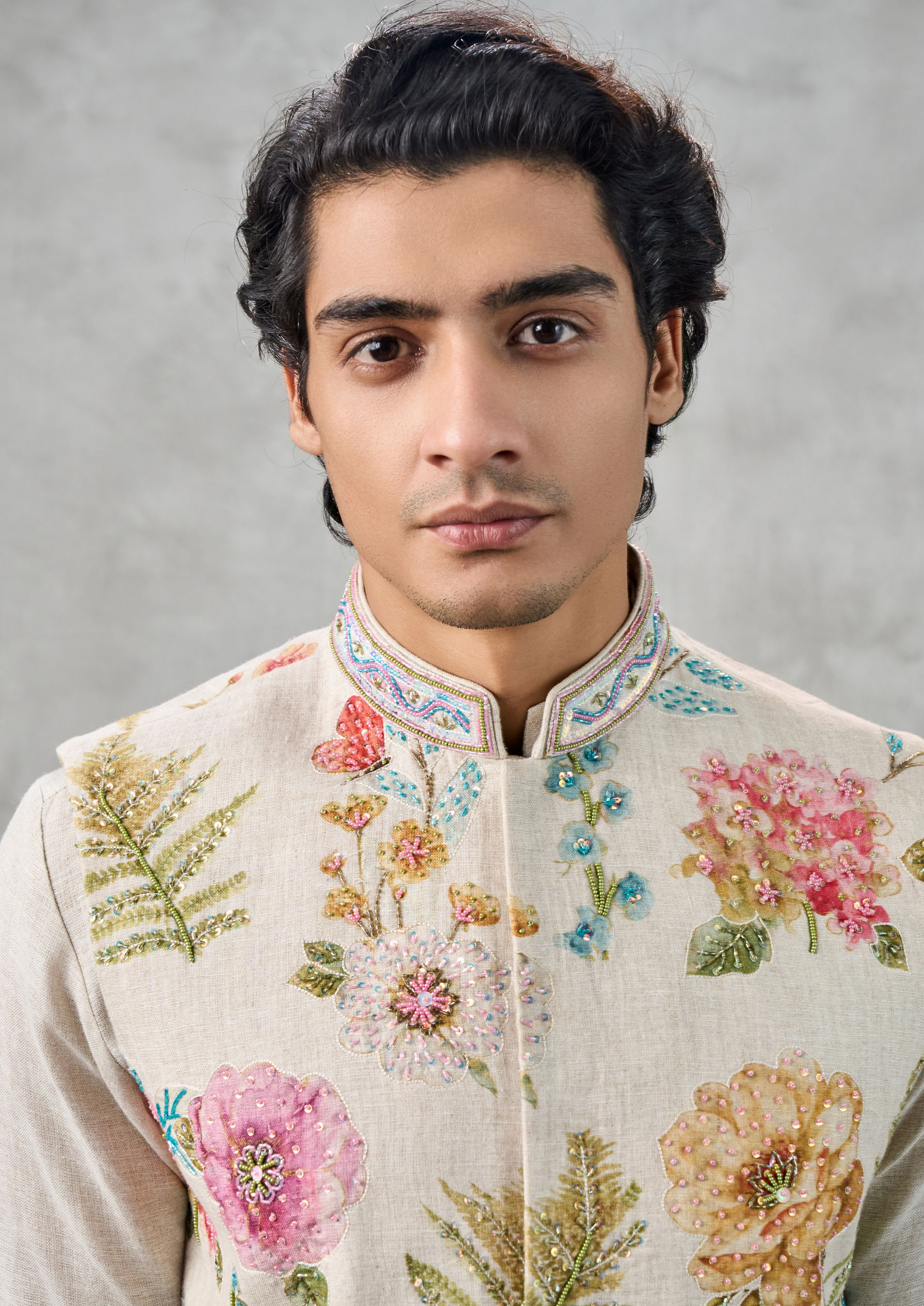 Twamev Men Beige Elegance Kurta Jacket Set