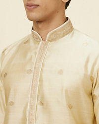 Twamev Men Golden Beige Buta Motif Kurta Set