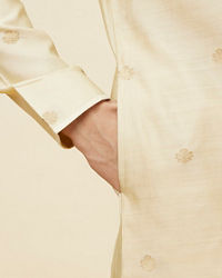 Twamev Men Golden Beige Buta Motif Kurta Set