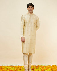 Twamev Men Golden Beige Buta Motif Kurta Set