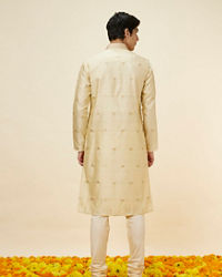 Twamev Men Golden Beige Buta Motif Kurta Set