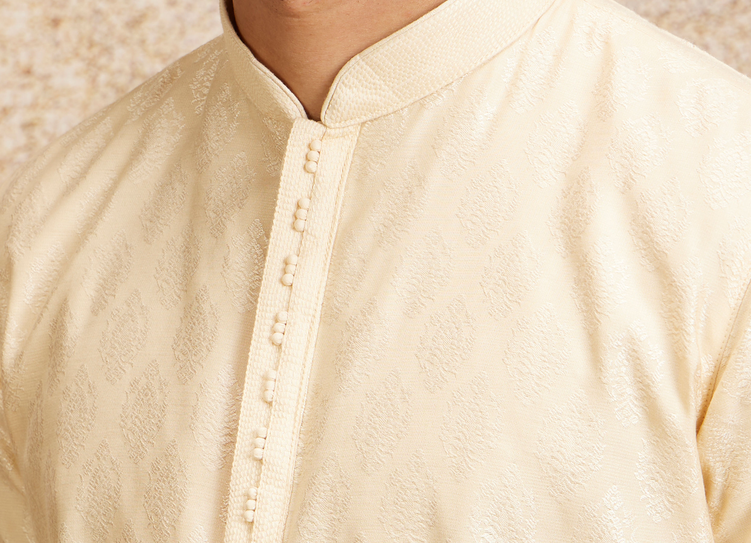 Twamev Men Cream Floral Medallion Patterned Kurta Set