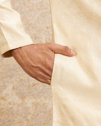 Twamev Men Cream Floral Medallion Patterned Kurta Set