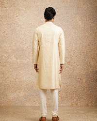 Twamev Men Cream Floral Medallion Patterned Kurta Set