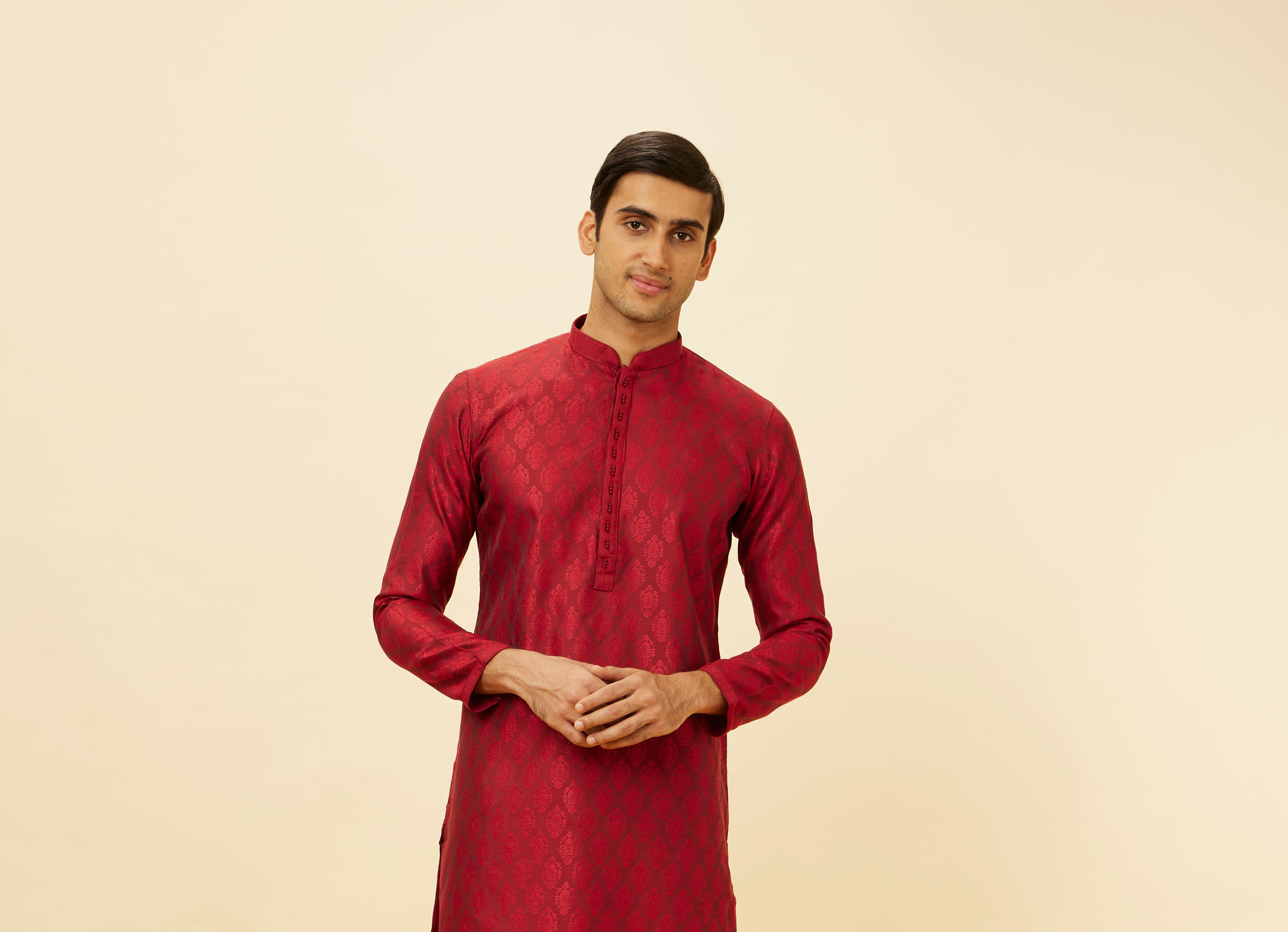 Twamev Men Maroon Marvel Kurta Pajama