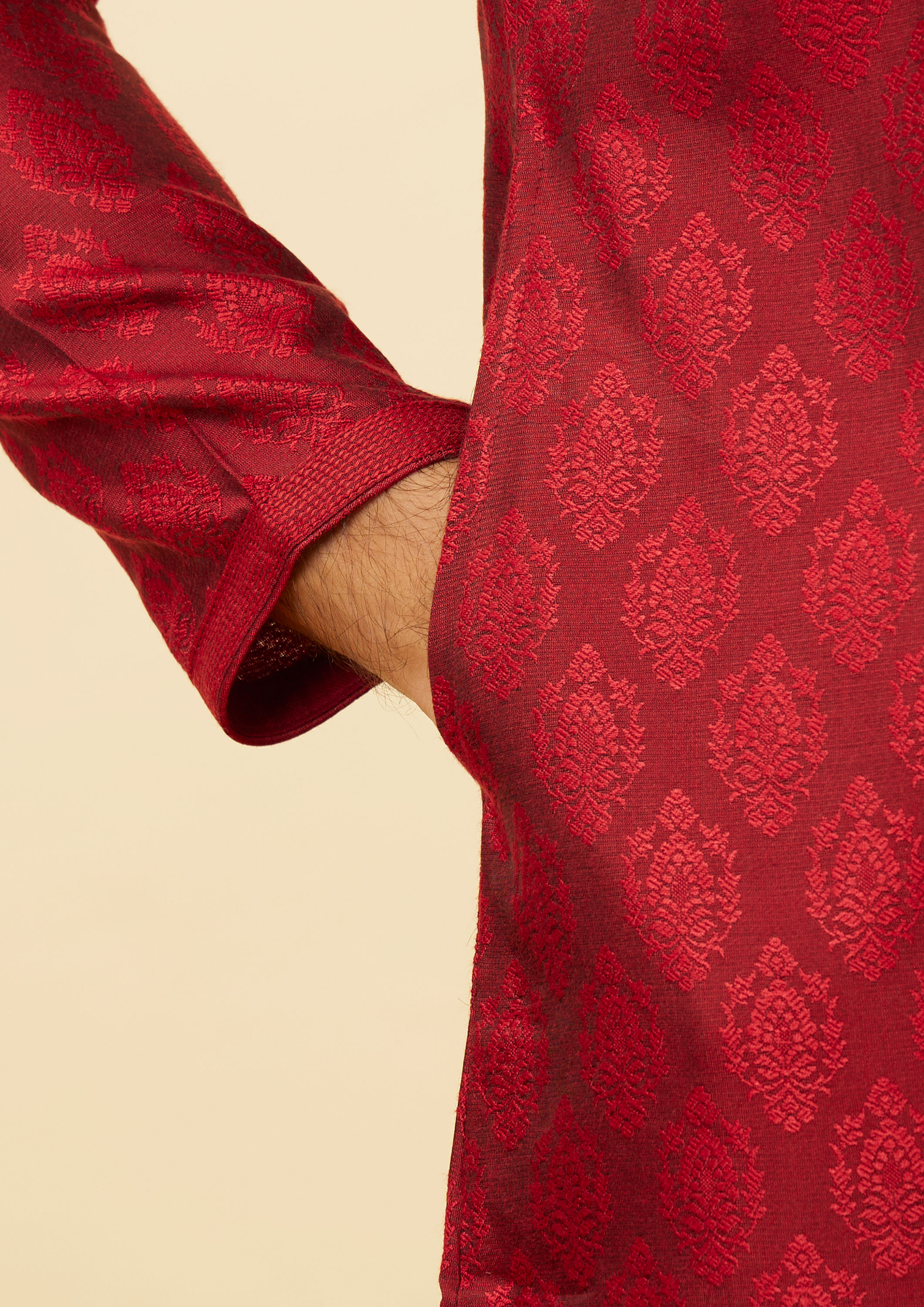 Twamev Men Maroon Marvel Kurta Pajama