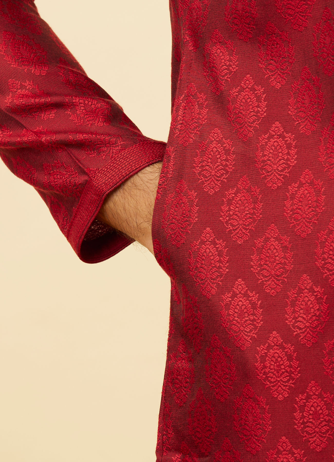 Twamev Men Maroon Marvel Kurta Pajama