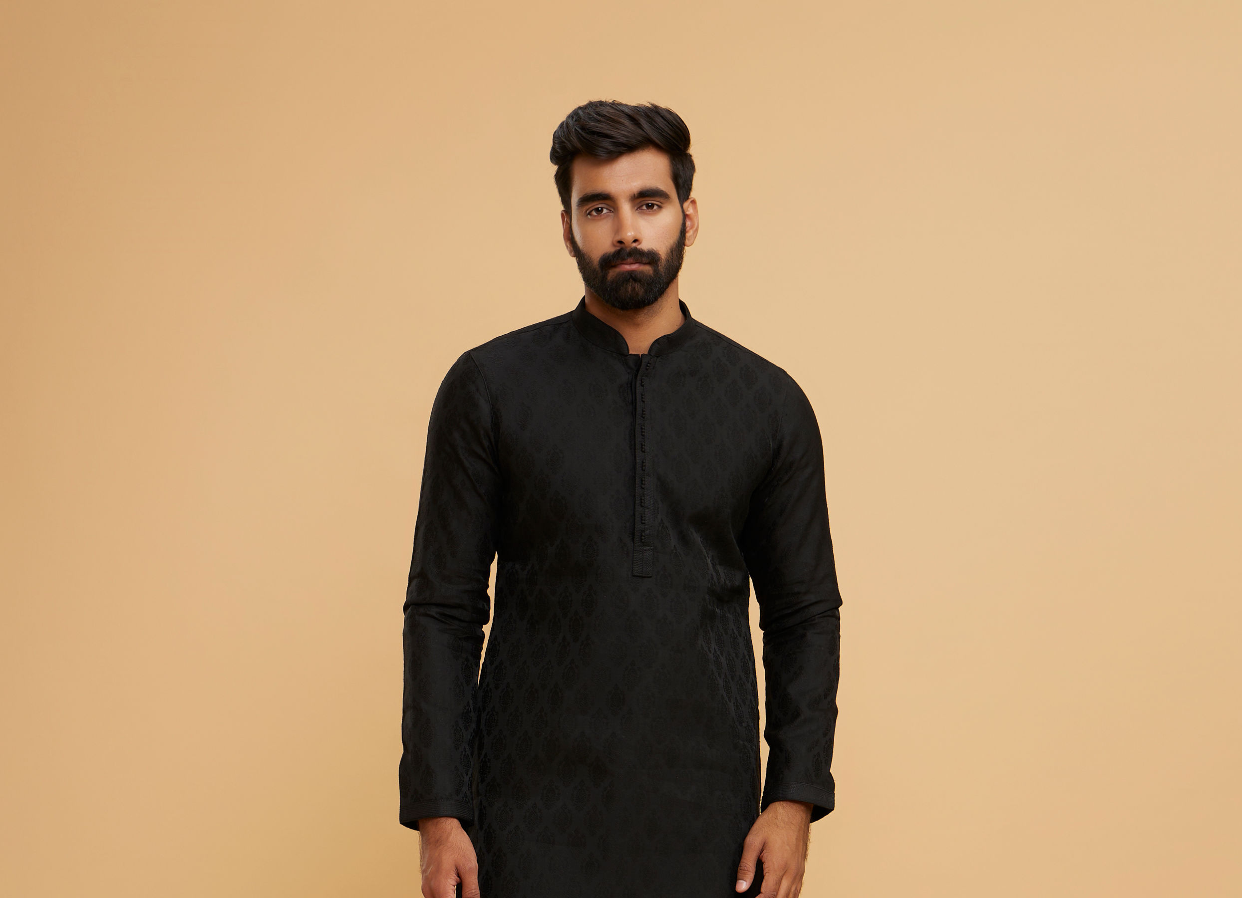 Twamev Men Black Festal Kurta Pajama