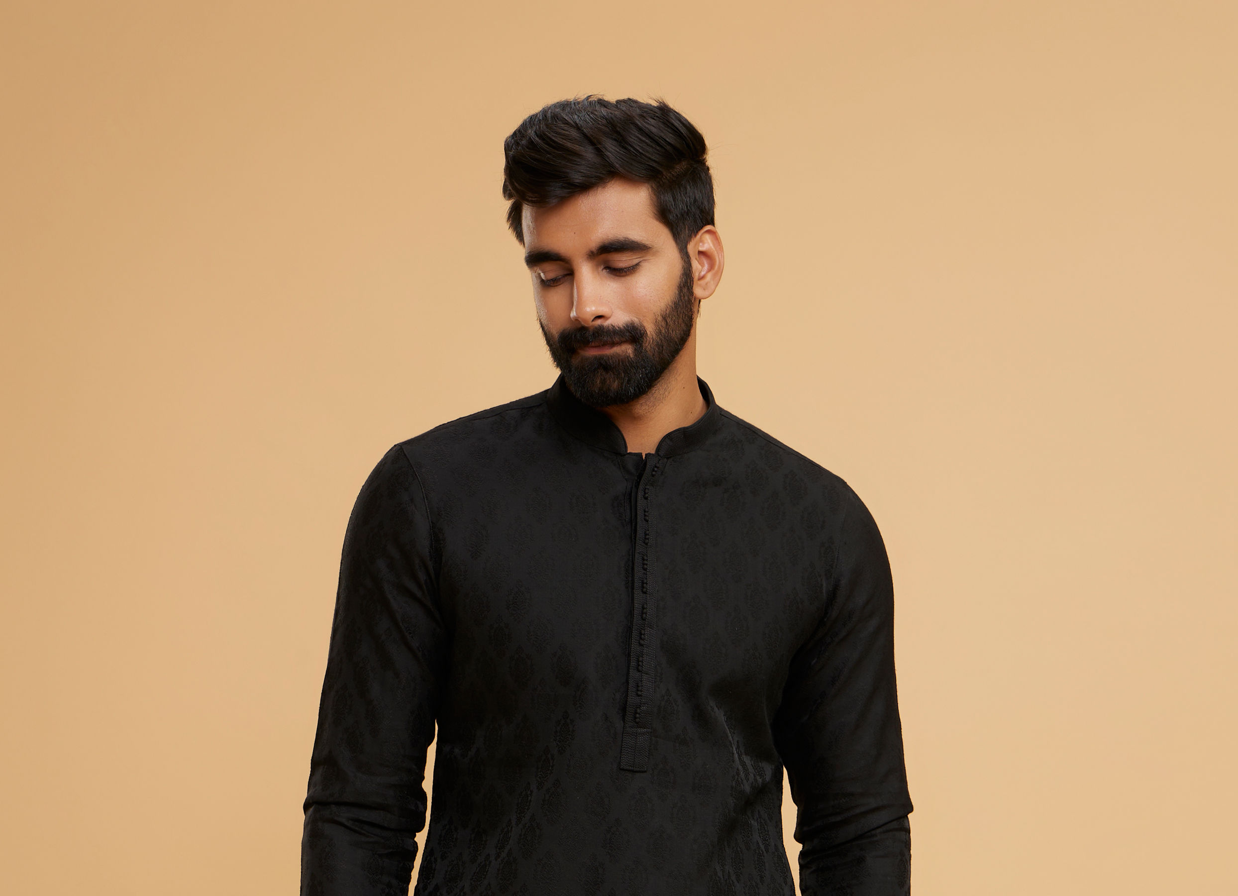 Twamev Men Black Festal Kurta Pajama