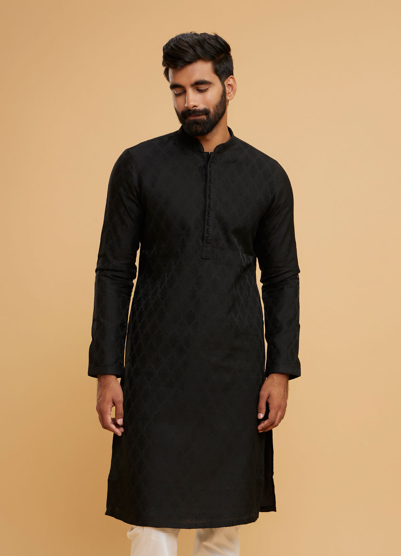 Twamev Men Black Festal Kurta Pajama