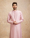 Lavender Pink Self Patterned Kurta Set