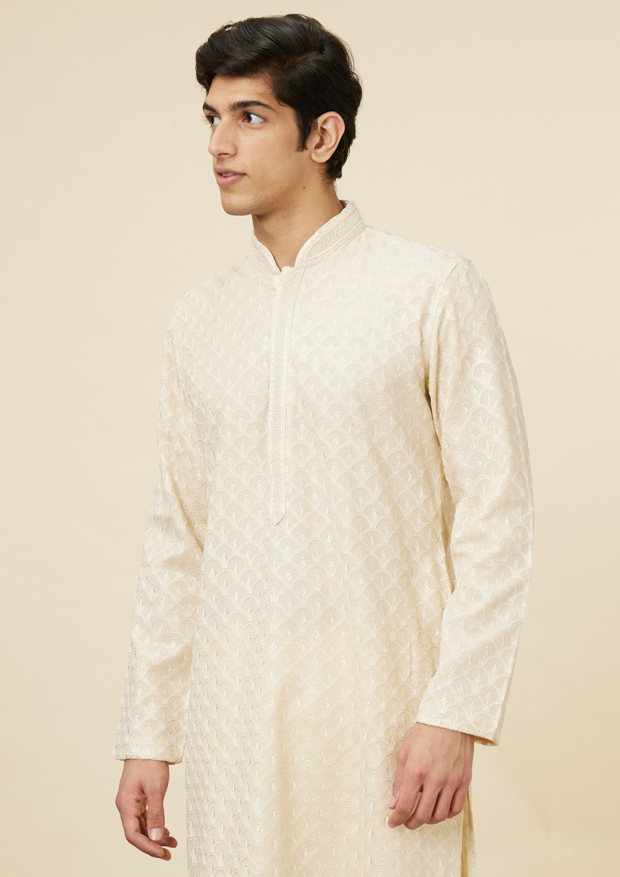 Twamev Men Subtle Beige Luxury Kurta Set image number 0