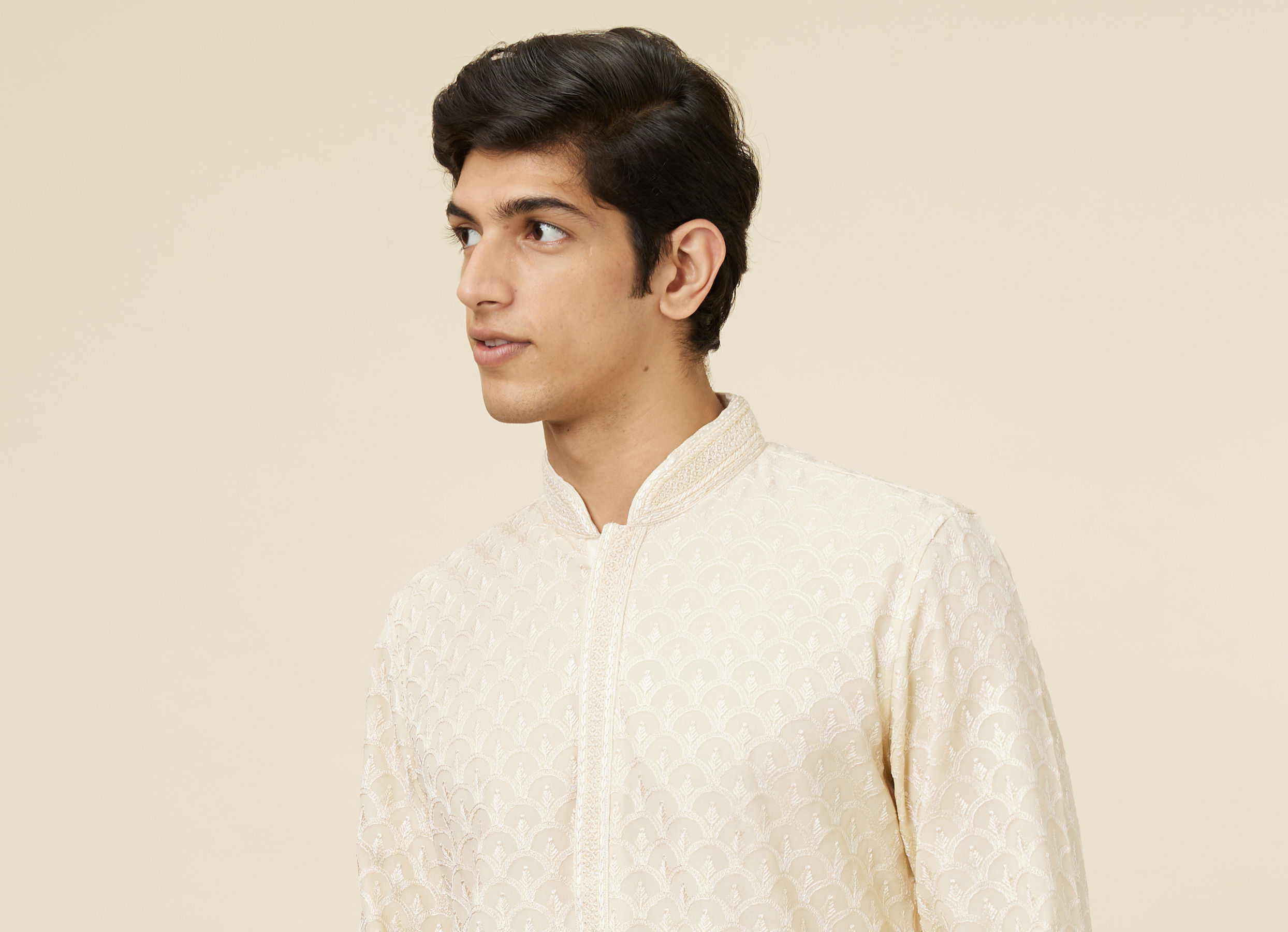 Twamev Men Subtle Beige Luxury Kurta Set
