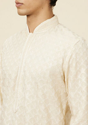 alt message - Twamev Men Subtle Beige Luxury Kurta Set image number 1