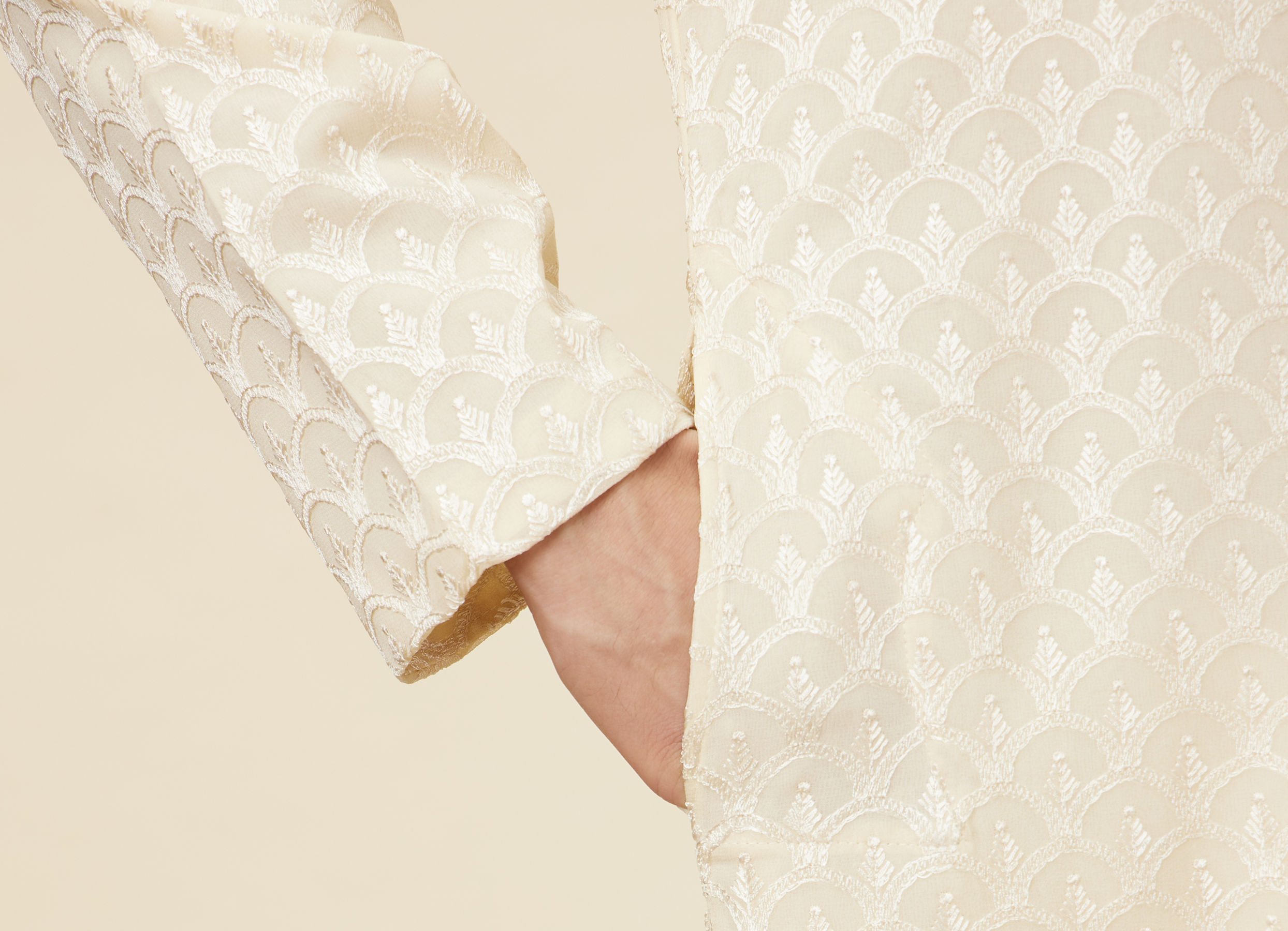 Twamev Men Subtle Beige Luxury Kurta Set