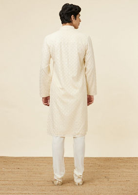 alt message - Twamev Men Subtle Beige Luxury Kurta Set image number 4