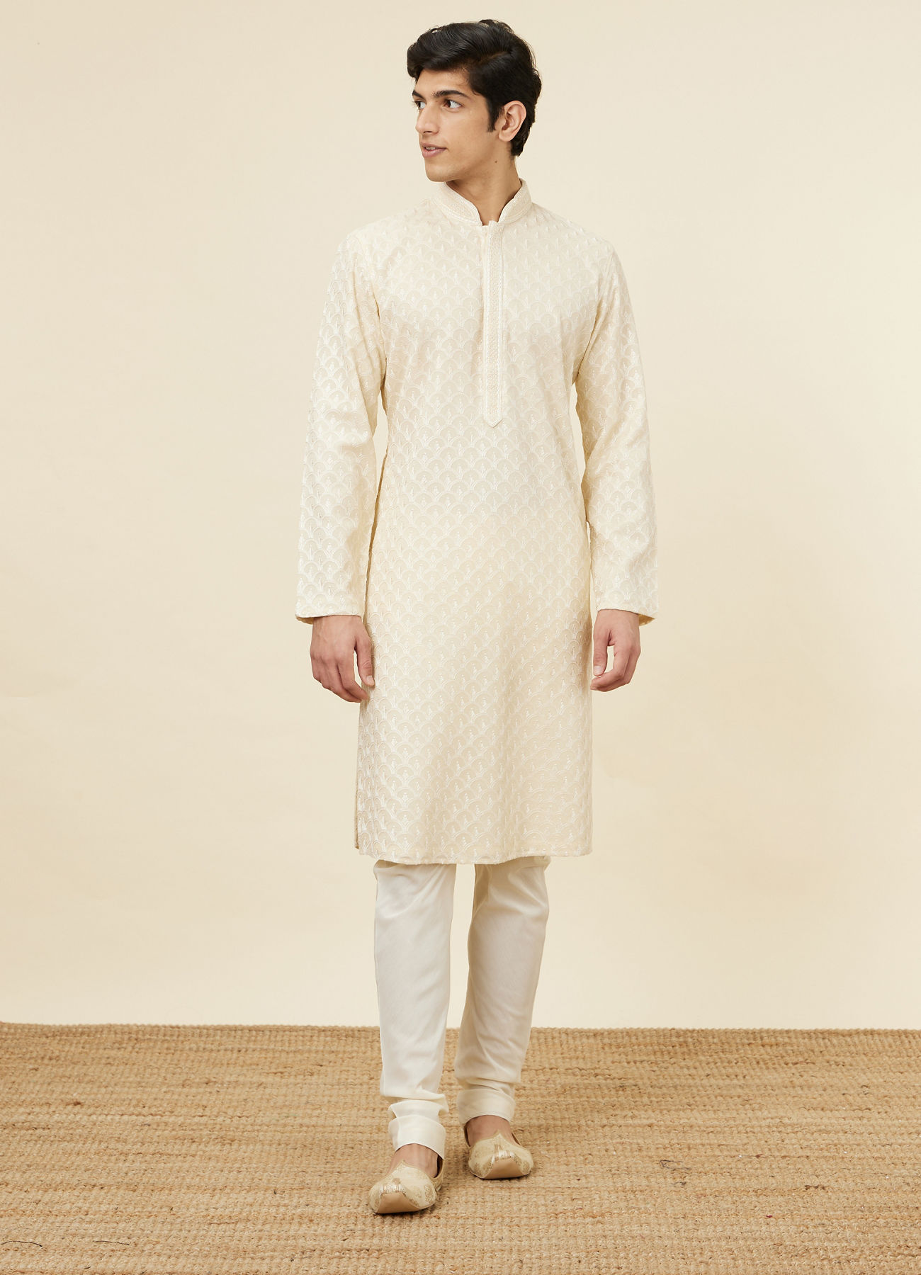 Twamev Men Subtle Beige Luxury Kurta Set