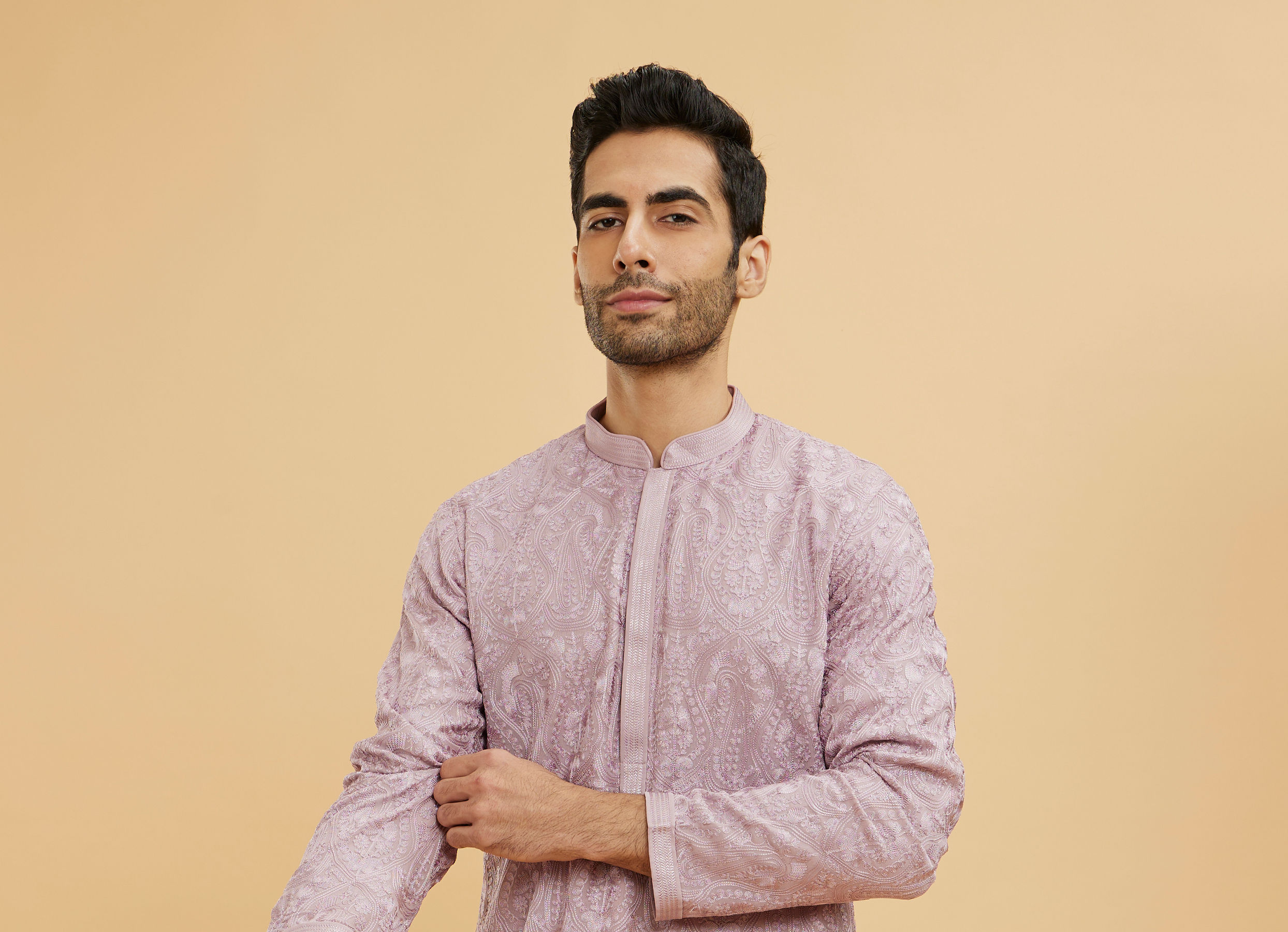 Twamev Men Dazzling Lilac Kurta Pajama