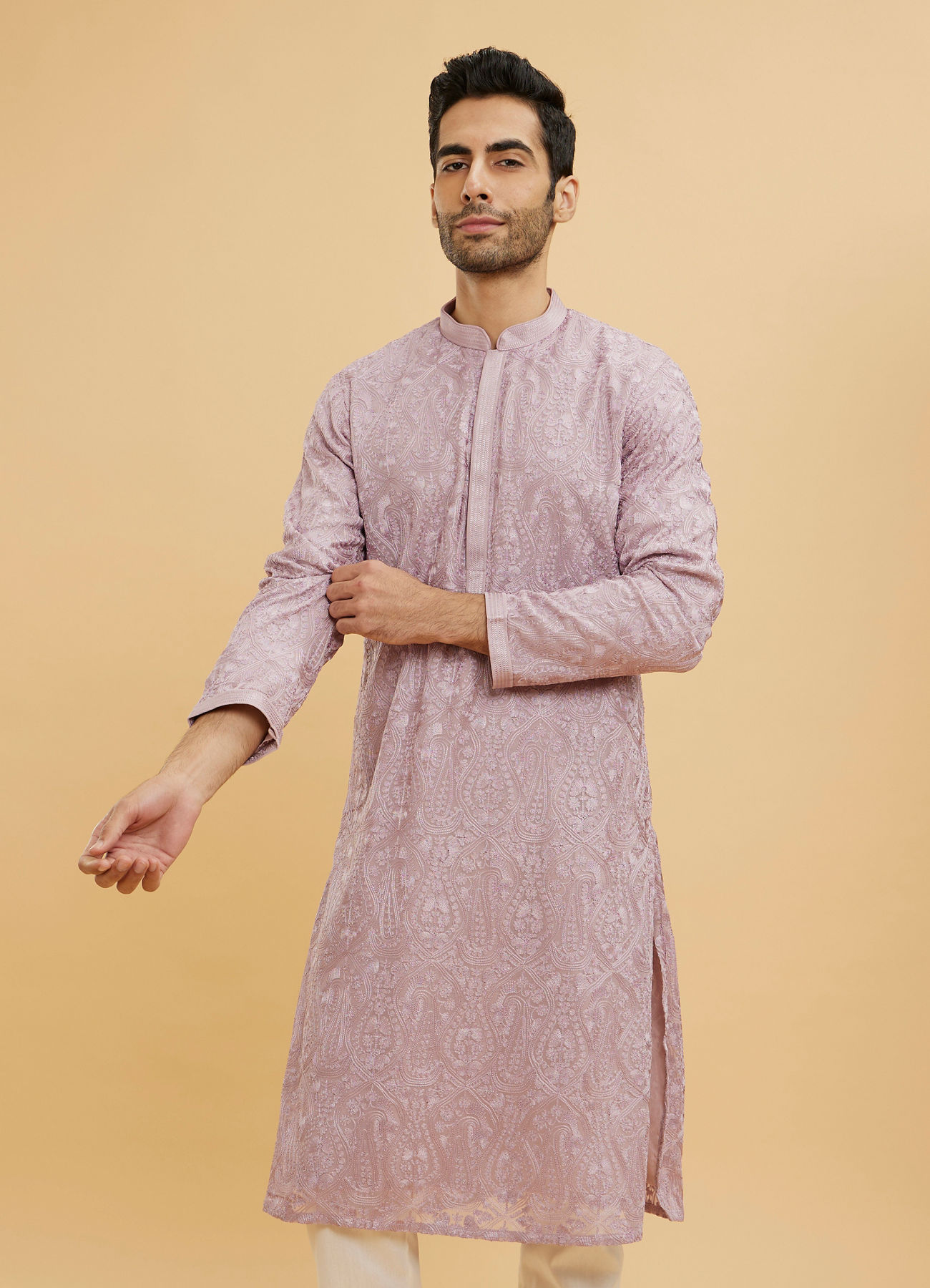 Twamev Men Dazzling Lilac Kurta Pajama