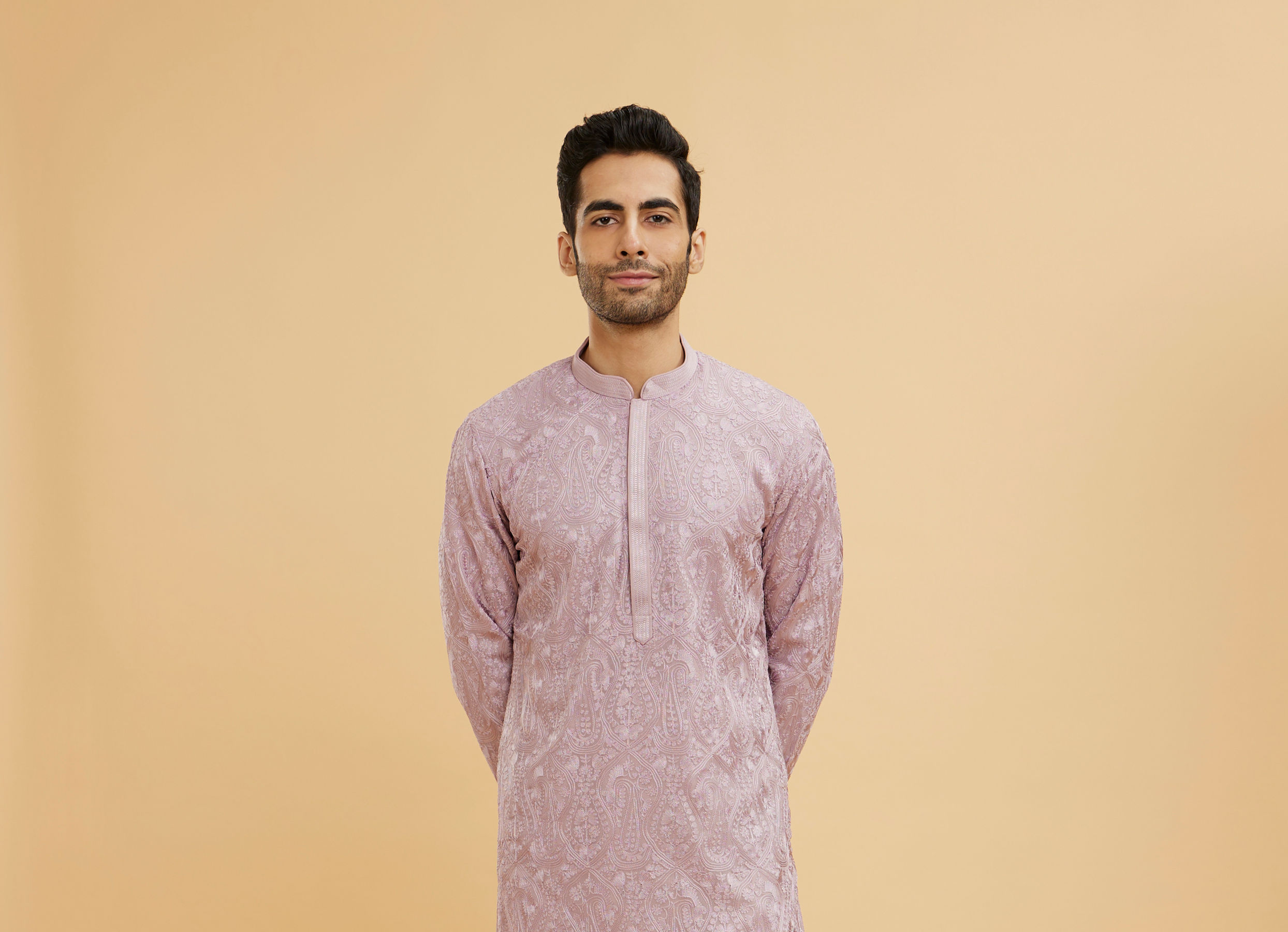 Twamev Men Dazzling Lilac Kurta Pajama