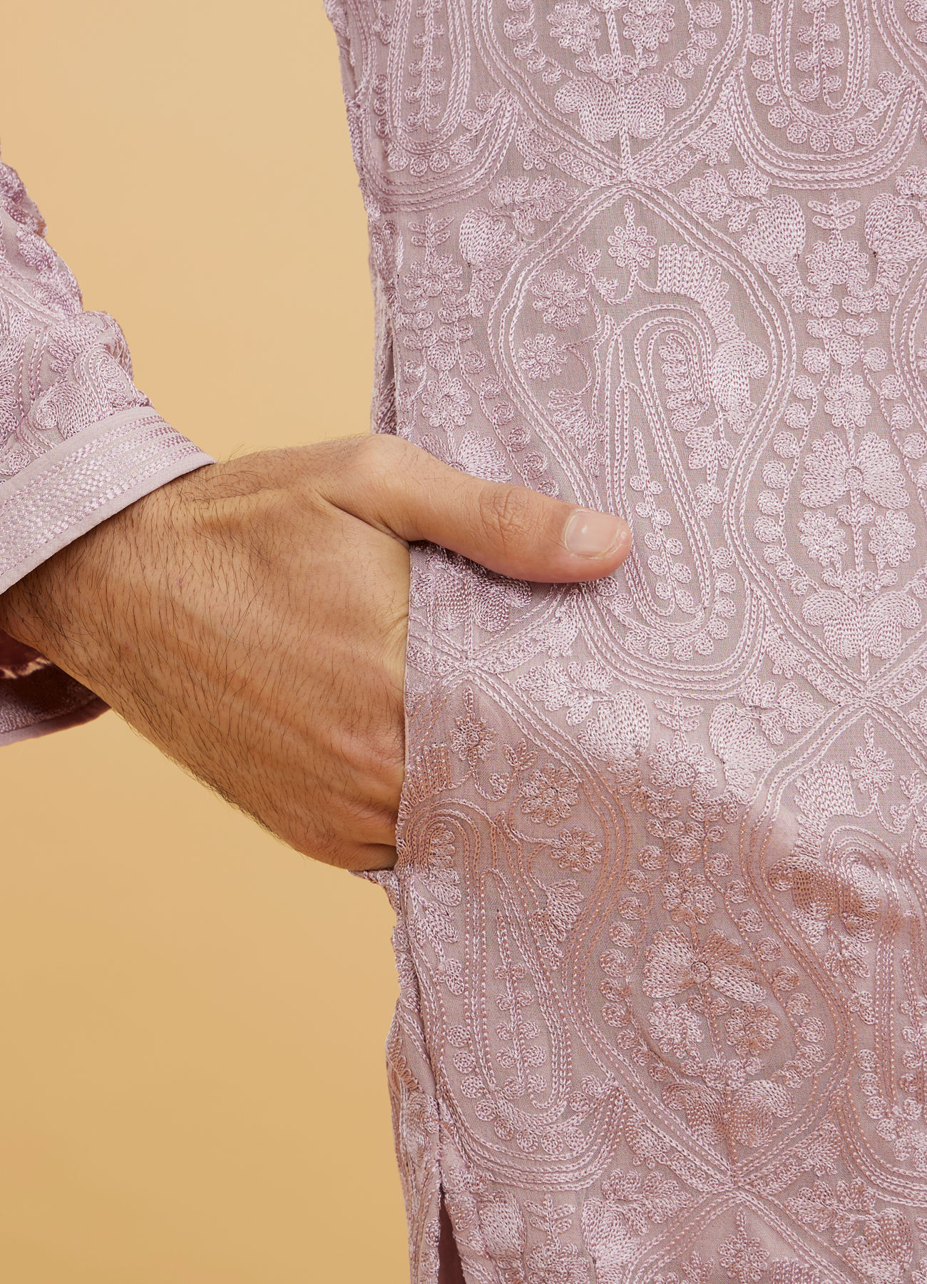 Twamev Men Dazzling Lilac Kurta Pajama