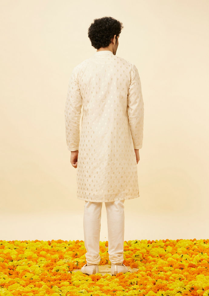 Twamev Men Biscuit Jacquard Kurta Set
