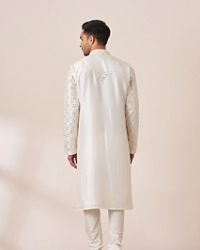 Twamev Men White Mirror Work Kurta Pajama
