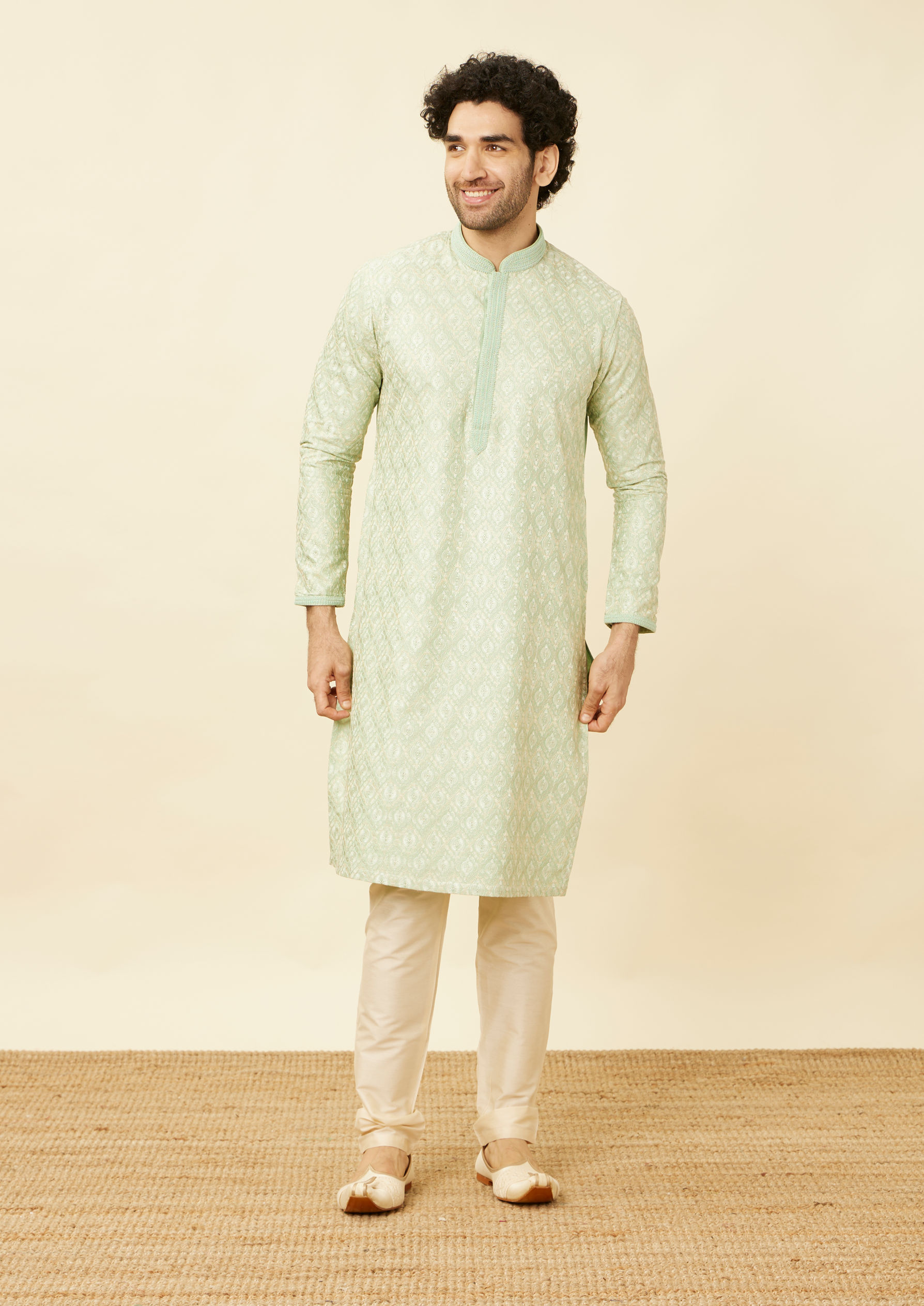 Twamev Men Mint Green Fresh Kura Set