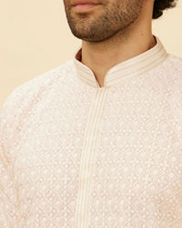 Twamev Men Rose Shadow Pink Chikankari Kurta