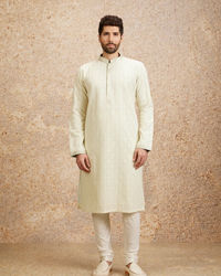 Twamev Men Pista Green Chikankari Kurta Set