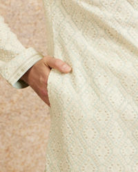 Twamev Men Pista Green Chikankari Kurta Set