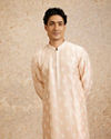Peach Silk Embroidered Kurta Set